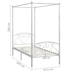 Acheter vidaXL Cadre de lit à baldaquin sans matelas blanc métal 90x200 cm