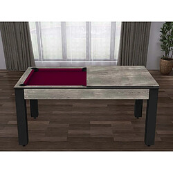 De Faugeres Billard convertible table 6 personnes Texas industriel et prune (tapis)