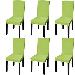 Decoshop26 Housse de chaise droite extensible 6 pcs vert DEC022373