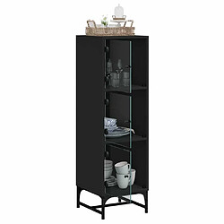 Maison Chic Commode Buffet - Meuble de rangement avec portes en verre noir 35x37x120 cm -GKD99666 pas cher