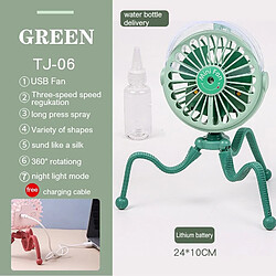 (TJ-06 vert) Ventilateur de poussette USB Ventilateur de Siège de Voiture de Lit de Bébé Portatif de Bureau Portatif 500mAh Rechargeable