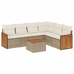 Maison Chic Salon de jardin avec coussins 7 pcs | Ensemble de Table et chaises | Mobilier d'Extérieur beige résine tressée -GKD76812