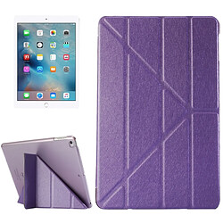 Wewoo Smart Cover Violet pour iPad 9.7 pouces 2017 et Air Silk Texture Horizontal déformation Flip étui en cuir avec trois pliage titulaire