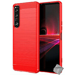 Htdmobiles Coque silicone gel carbone pour Sony Xperia 1 IV + film ecran - ROUGE