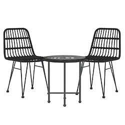 Avis Salle à manger de jardin 3 pcs,Table et chaise à dîner Noir Résine tressée -MN78836