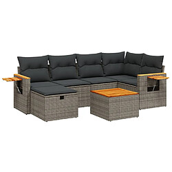 vidaXL Salon de jardin avec coussins 7 pcs gris résine tressée