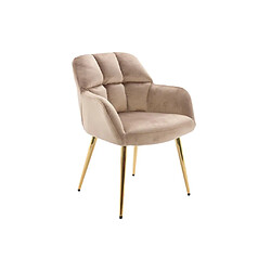 Acheter Lot de 6 chaises avec accoudoirs - Velours et métal doré - Beige - PEGA de PASCAL MORABITO