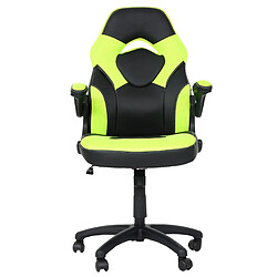 Decoshop26 Chaise de bureau pivotante chaise gaming avec accoudoir hauteur réglable en PVC noir-vert 04_0006227