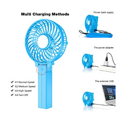 Avis Mini Ventilateur Portatif, Ventilateur De Refroidissement De Table de Bureau Portatif Personnel Pliable, Rechargeable par USB (Bleu)