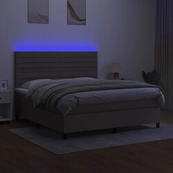 Avis vidaXL Sommier à lattes de lit et matelas et LED Taupe 180x200cm Tissu