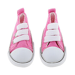 Paire De Haut En Dentelle Haute Chaussures De Toile Pour 1/6 Poupées Bjd Fuchsia Accessoire pas cher