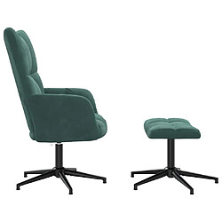 Avis vidaXL Chaise de relaxation avec tabouret Vert foncé Velours