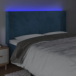 Avis vidaXL Tête de lit à LED Bleu foncé 163x16x118/128 cm Velours