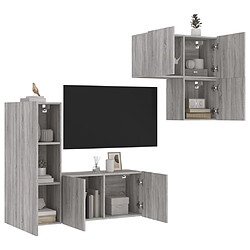 vidaXL Unités murales TV 4 pcs sonoma gris bois d'ingénierie