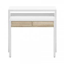 Dansmamaison Console bureau extensible Blanc/Chêne clair - NIAL pas cher