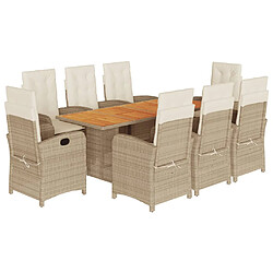 vidaXL Ensemble à manger de jardin et coussins 9 pcs mélange beige