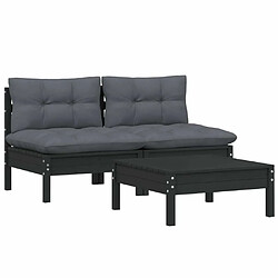 Avis Maison Chic Salon de jardin 3 pcs + coussins - Mobilier/Meubles de jardin - Table et chaises d'extérieur anthracite Bois de pin -MN93621