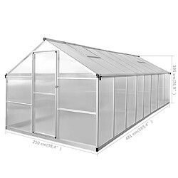 vidaXL Serre Aluminium 481x250x195 cm 23,44 m³ pas cher