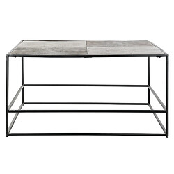 Pegane Table basse en aluminium coloris doré / noir - longueur 80 x profondeur 80 x hauteur 41 cm