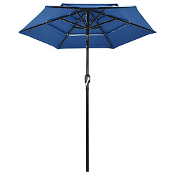 vidaXL Parasol à 3 niveaux avec mât en aluminium Bleu azuré 2 m