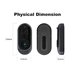 Acheter Wewoo Interphone vidéo Visiophone sans fil Portier 720P 6400mAh Sonnette WIFI surveillance téléphonique à distance vocal en temps réel noir