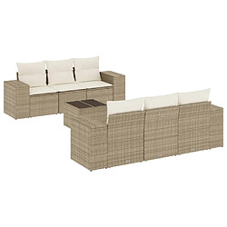 Maison Chic Salon de jardin avec coussins 7 pcs, Ensemble Tables et chaises de jardin, beige résine tressée -GKD237886