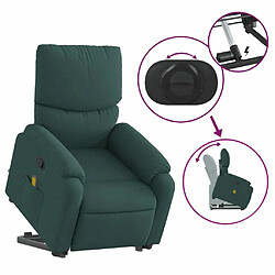 Maison Chic Fauteuil Relax pour salon, Fauteuil inclinable de massage Vert foncé Tissu -GKD18948 pas cher