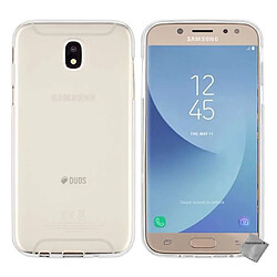 Htdmobiles Coque silicone gel fine pour Samsung Galaxy J7 (2017) + film ecran - BLANC TRANSPARENT