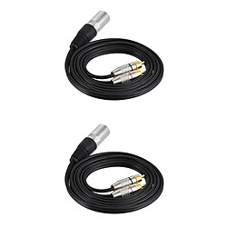 2X Double RCA Mâle Vers XLR Mâle Jack Câble De Haut-parleur Adaptateur Y-Splitter