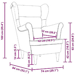 vidaXL Fauteuil noir 74x84x100 cm tissu pas cher