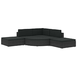 Maison Chic Salon de jardin 6 pcs + coussins - Mobilier/Meubles de jardin - Table et chaises d'extérieur Résine tressée Noir -MN13922