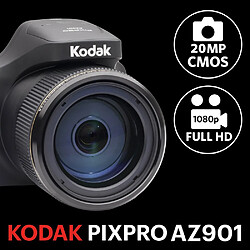 KODAK Pixpro - AZ901 - Appareil Photo Bridge Numérique 16 Mpixels - Noir- RECONDITIONNE - Noir - Reconditionné