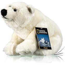 National Geographic peluche ours de 35 cm blanc