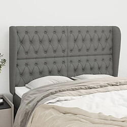 Maison Chic Tête de lit scandinave avec oreilles,meuble de chambre Gris foncé 147x23x118/128 cm Tissu -MN32786