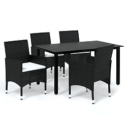 vidaXL Ensemble à dîner de jardin avec coussins 5 pcs poly rotin noir