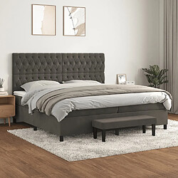 vidaXL Sommier à lattes de lit et matelas Gris foncé 200x200cm Velours