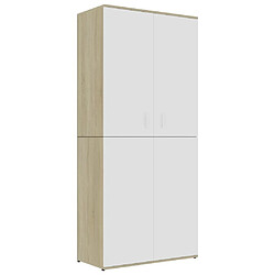 Maison Chic Armoire à chaussures | Meuble de rangement à chaussures Meuble d'Entrée Blanc chêne sonoma 80x39x178 cm Aggloméré -MN27954