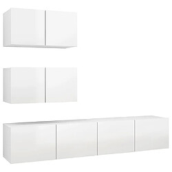 vidaXL Ensemble de meubles TV 4 pcs Blanc brillant Bois d'ingénierie