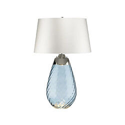 Elstead Lighting Lampe de table Lena Verre Verre teinté bleu / Abat-jour blanc cassé