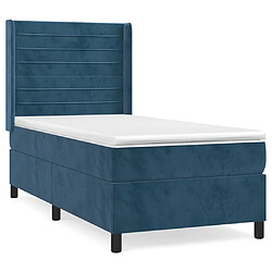 Maison Chic Lit Adulte - Lit simple Lit à sommier tapissier et matelas moelleux - Meuble de Chambre - Bleu foncé 80x200 cm Velours -MN47196