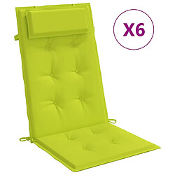 vidaXL Coussins de chaise à dossier haut lot de 6 vert vif