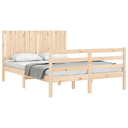 Acheter Maison Chic Cadre/structure de lit avec tête de lit pour adulte - Lit Moderne Chambre 140x190 cm bois massif -MN66572