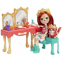 Mattel Enchantimals Royals coffret Coiffeuse avec mini-poupée Fabrina Renard, figurine animale Frisk et 9 accessoires