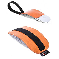 Wewoo Housse protection Souris Orange pour Apple Magic Mouse 2 Style Européen Portable Sac De Stockage Antipoussière PU Cuir Laine Feutre De