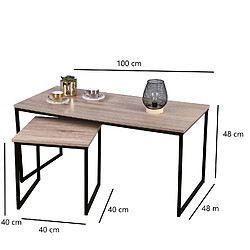 Avis Toilinux Lot de 2 tables basses Colorado en MDF et Métal - Marron et Noir