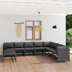 Maison Chic Salon de jardin 11pcs + coussins - Mobilier/Meubles de jardin - Table et chaises d'extérieur Résine tressée Gris -MN31258