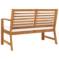 Avis vidaXL Banc de jardin 114,5 cm avec coussin crème Bois solide d'acacia