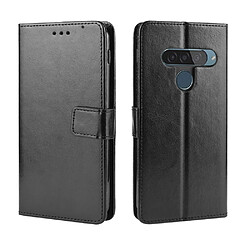 Wewoo Housse Coque en cuir à rabat horizontal Retro Crazy Horse Texture pour LG G8S ThinQavec support et emplacements cartes et cadre photo Noir