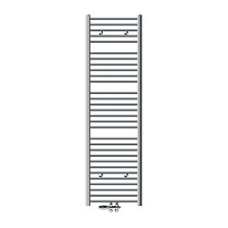 LuxeBath Radiateur de salle de bain Sahara 500x1800 mm Chrome Courbe avec raccord central + garniture de raccordement avec thermostat Forme traversante Raccord au sol