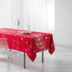 Douceur D'Interieur Nappe rectangulaire antitache et infroissable Flocons - 150 x 240 cm - Rouge et argent